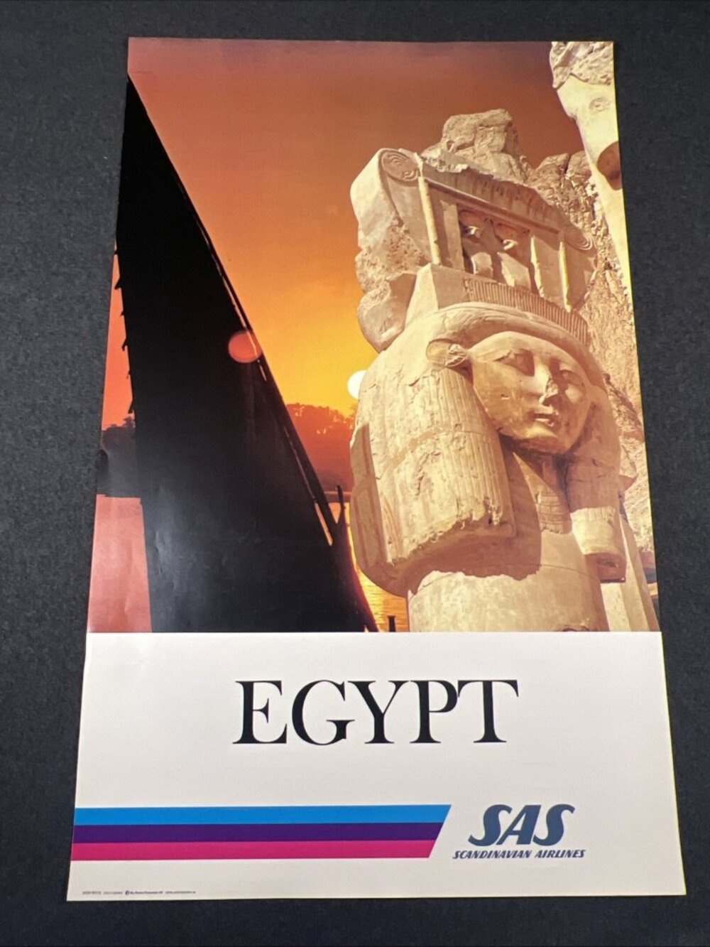 SCANDINAVIA SAS AIRLINES Vintage Travel Poster Egypt 24-3/8x39-3/8